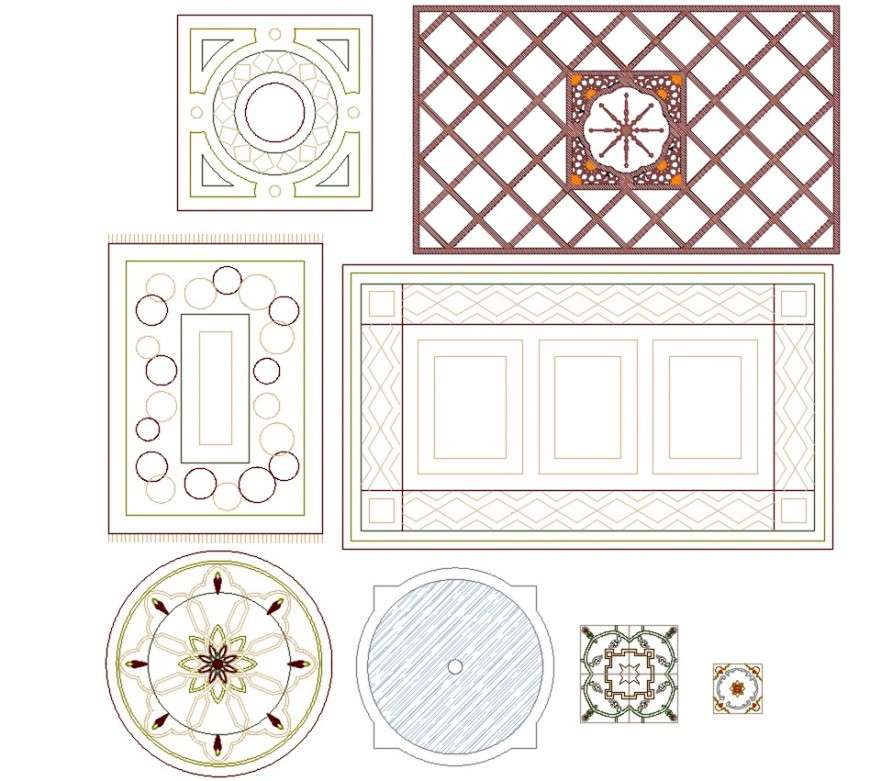 Cad Drawings Details Of Top View Of Carpets Cadbull
